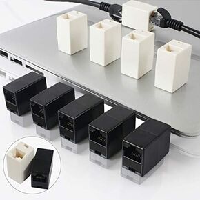 10 Pack Ethernet Adjupler ، Ethernet Extender in Line RJ45 COUPLER CAT6/CAT6E/CAT5E/CAT5 Ethernet female to female andial ethernet connector (Black+White) (10 ، RJ45 COUPLER)