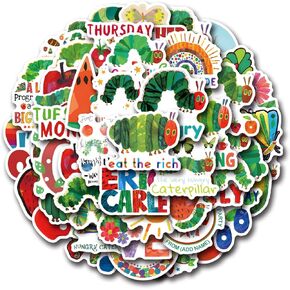 Y 55pcs Caterpillar Stickers Cheer to Insect Theme Party Decal Decoration for Notebook Guitar Skateboards Laptops Water Bottles Bikes Luggage Computer Phone Car Envelope
