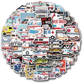 55PCS Ambulance Stickers,Funny Hospital car Stickers,Paramedic Medical tickers,Ambulance Decorations,Vinyl Decals for Water Bottle Laptop Scrapbooking Luggage Phone