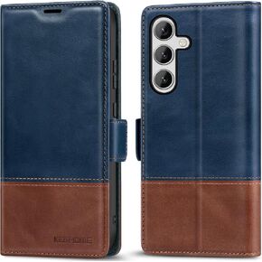 حقيبة محفظة Kezihome لـ Samsung S25 ، حالة RFID من الجلد الأصلي Galaxy S25 مع فتحات البطاقة ، وغطاء الهاتف المغناطيسي المتوافق مع Samsung Galaxy S25 (أسود)