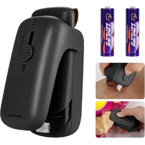 Mini Bag Sealer, Kenossion Chip Bag Sealer - Bag Sealer Heat Seal with Cutter & Magnet, Portable Mini Sealing Machine to Reseal Plastic Bags & Keep Snacks Fresh-Pink (2xAA Batteries Included)