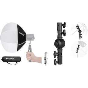 NEEWER NS7L 12" Mini Lantern Softbox for HS60B LED Video Light, Quick Release Omnidirectional Light Diffuser for Photo Live Stream Portrait Shots, UA039 Heavy Duty Camera Flash Bracket Mount Included