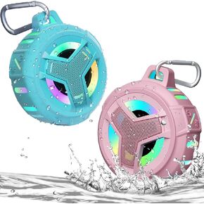 EBODA Waterproof Bluetooth Shower Speaker, IPX7 Floating Portable Wireless Small Speakers, 24H Playtime with RGB Light for Kayak, Beach, Pool Accessories, Gifts for Teen Girl Boys