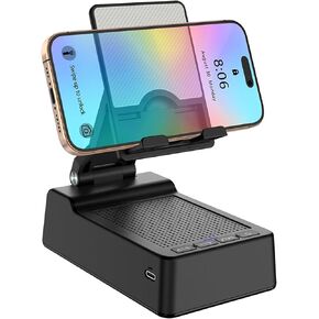 Cell Phone Stand with Wireless Bluetooth Speaker Adjustable Holder Anti-Slip Base HD Surround Sound for Home, Desk & Outdoors Compatible with Mobile & Tablets