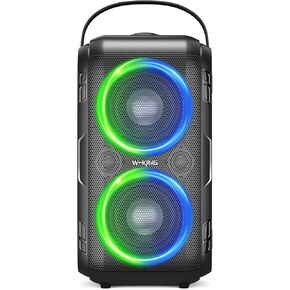 W-KING T9-2 180W PEAK Bluetooth Speaker, 80W Portable Wireless Boombox, 4 Drivers (2x4.04" Woofer), Deep Bass, IPX5 Water Resistant, 24H Playtime, LED, EQ, U-Disk/TF/AUX