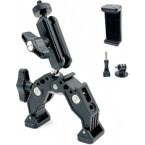 Super Clamp with 3‘’ Dual Ballhead Magic Arm, Cold Shoe 1/4" Threads Mount Adapter For Phone Action Camera Desk Tripod, Tube, Gimbal, Crossbar, Compatible with SmallRig, GoPro, DJI Model ST83, 13-65MM
