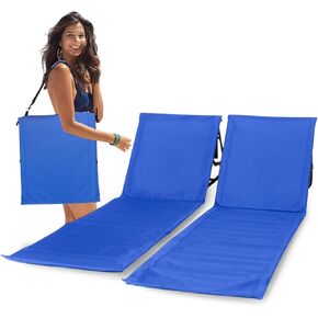 UNIPRIDE Lightweight Beach Chair for Adults (Set of 2) - Portable Beach Lounger I Ideal Tanning Mat for Sunbathing I Easy to Fold and Carry - Blue