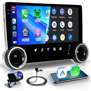 [4G+64G] Android 10.1 Inch Car Stereo Double Din with Wireless CarPlay Android Auto, Hodozzy Touch Screen Car Radio with Bluetooth, GPS, WiFi, DSP, SWC, Type-C Ports, Backup Camera