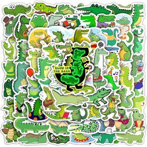 50 Pcs Funny Cartoon Crocodile Stickers Water Bottle, Cute Crocodile Animal Vinyl Waterproof Laptop Decals, Phone Case Skateboard Luggage Party Stickers for Kids Boys Teens