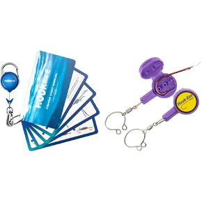 HOOK-EZE Fishing Knot Tying Tool(Standar-Purple), Fishing Knot Tying Cards to 8 Essential Fishing Knots, Come with A Fly Fishing Zinger Retractor