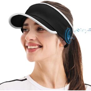 Sun Visor Hat with Bluetooth Headphones for Women/Men, 2024 New Bluetooth Hat with Type-C for Running/Golf/Tennis, Tech Gifts for Men/Women/Boys/Girls Black