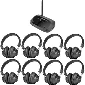 Avantree Quartet 2 Bluetooth-Compatible Wireless Group Listening Bundle: 4 Headphones & 1 Transmitter + 4 Add-On Headphones, No Lip-Sync Delays, Perfect for TV, Silent Discos, and More