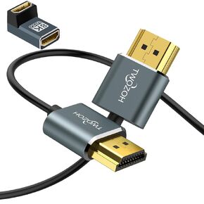 Twozoh Slim HDMI Cable 1.6FT, Extreme Flexible & Skinny HDMI Cord Supports High Speed 4K@60Hz 18gbps 2160p 1080p for Laptop, Monitor, PS5, PS4 (with 1-Pack HDMI Female to Female Adapter)