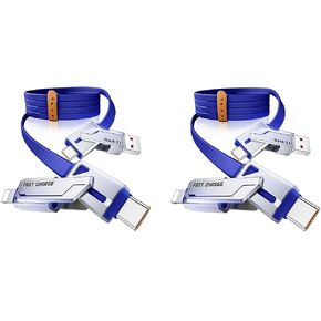SHEZI 2 Pack Cable Bundle, 4 in 1 60W USB C Cable(Blue) with 4 in 1 USB C Cable 240W 5FT(Blue) Bundle