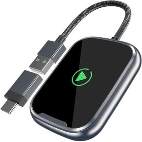 Car Play Wireless Adapter, Converts Factory Wired to Wireless Carplay Dongle, Plug & Play Carplay Adapter Compatible with Apple iPhone 6+/iOS10+ & Cars Built-in CarPlay