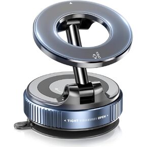 Vacuum Magnetic Phone Holder, Magnetic Car Phone Holder Mount Dual Ided Suction Vacuum, Foldable 360° Adjustable Cell Phone Stand Mount for All Smartphones & All Car Models