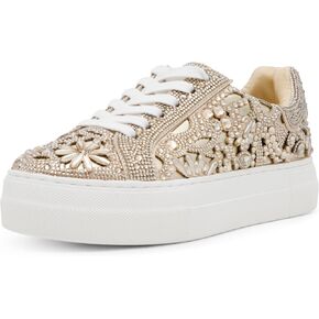 Betsey Johnson Women's Reily Sneaker, Light Gold, 8