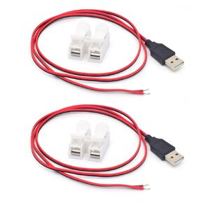 USB Male Pigtail,1M/3.3FT 20AWG USB 2.0 Male Plug 2 Pin Bare Wire 5V 5A USB Extension Pigtail Power Cable for DIY USB Bare Cord (Red & Black)
