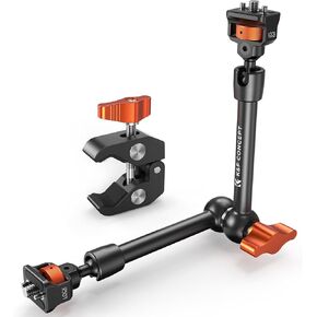 K&F Concept 11" Magic Arm with Super Clamp, Magic Arm Clamp Kit with 1/4" & 3/8" Thread Screw, Articulating Friction Arm with Cold Shoe Clamp Mount for Monitor, LED Light, Webcam, Action Camera