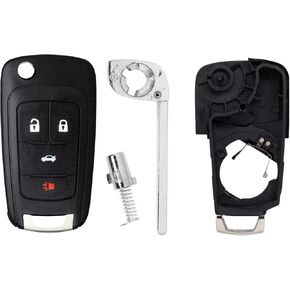 standardautopart 4 button flip key fob case متوافق مع Chevy cruze equinox sonic malibu impala camaro terrain lacrosse regal verano encore allure OHT01060512 [shell case only]