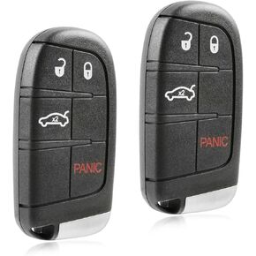 USARemote Keyless Entry Remote Car Key Fob Smart Control 4-Button Replacement for Chrysler 200 300 Dodge Charger Challenger Fiat 500x (68394196, M3N-40821302) One