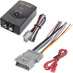 Radio Stereo Wiring Harness Adapter Connector Compatible with GM Chevy Silverado GMC Sierra 2000-2012 w/High to Low Converter Interface Adapter RCA 2 Channel for Amplifier Sub to Factory Radio