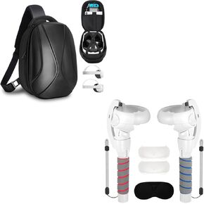 SARLAR Travel Case and Long Arm Handle Grips Compatible with Meta Quest 2