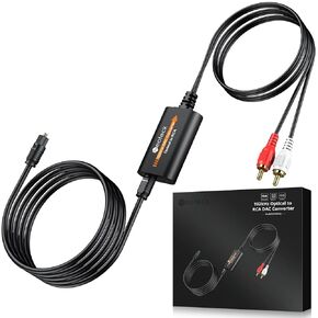 Neoteck 192kHz DAC Converter 7ft/2.1m Optical to RCA Cable SPDIF to RCA Converter Digital to Analog Converter with Built-in Audio Amplifier Chipset for HDTVs, Set-Top Boxes and DVD/Blu-Ray Players