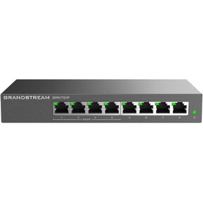 Grandstream GWN7701P | 8-Port Gigabit Ethernet Unmanaged PoE Switch | Plug & Play | Desktop/Wall-Mount | Metal Design