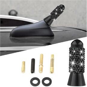 Bling Car Bullet Antenna, Crystal Rhinestone Automotive Radio Antenna for FM AM, Sparkling Vehicle Exterior Accessories for Women Girls, Universal for RV, SUV, Truck (Black)