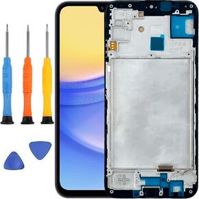 for Samsung Galaxy A15 Screen Replacement for Samsung A15 4G/5G Screen Replacement with Frame A156u A156e A156w S156dl SM-A156vl A156B/DS LCD Display digitizer Touch Screen Black 6.5 Inch