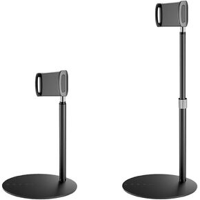 Metal Scalable Desk Tablet Phone Stand Holder Adjustable Suitable for 4.6-13.5 inch Phone and Tablet Desktop Mount Bracket (Black, Stand on Desktop, Stretchable)