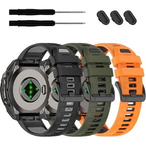26mm Quickfit Watchbands Compatible with Garmin Fenix 8 AMOLED 51mm/Fenix 7X/7X Pro/6X/6X Pro/5X/5X Plus/3, Silicone Strap for Garmin Descent Mk2i/3i 51mm/Epix Pro 51MM/Enduro3/2