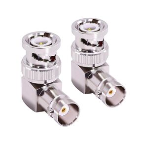 2Pcs BNC Male to Female Coax Adapter 90degree 50Ohm BNC Right Angle Connector for 3G/6G HD SDI Cable Switcher CCTV Video Transmitter Camera System