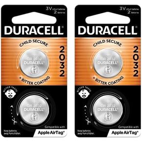 DURACELL CR2032 3V Lithium Battery, Child Safety Features, 2 Count Pack, Lithium Coin Battery for Key Fob, Car Remote, Glucose Monitor, CR Lithium 3 Volt Cell (Pack of 2)