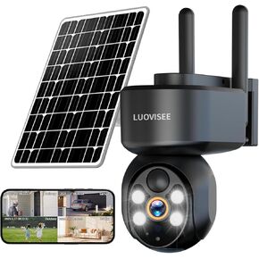 Wireless Solar Outdoor Home Security,2K Rechargeable Battery WiFi Camera,Pan Tilt 360°WiFi Camera with Color Night Vision,with PTZ,PIR Alarm,2-Way Audio,Works with Alexa,Cloud/SD Storage