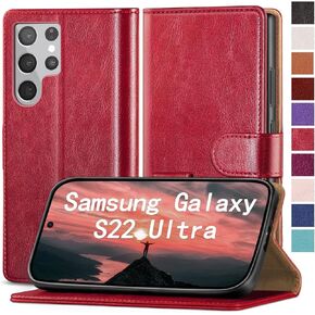 for Samsung Galaxy S22 Ultra 5G Phone case,[RFID Blocking Leather] Flip Folio Book Shockproof Protector,Holder Stand Cases for Samsung S22 Ultra,Women Men for S22Ultra Wallet Cover,Light Brown
