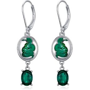 الأفعى انخفاض الأقراط الزمرد 925 الفضة الاسترليني جولة قطع الزمرد خمر الأفعى انخفاض الأقراط للنساء in Kuwait