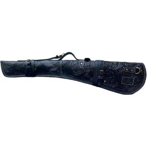 Western hardwax Leather Shooting gun cover shotgun case leather rifle scabbard with adjustable shoulder strap