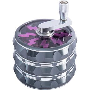 2.5 inch Hand Crank Aluminium Large Grinder with Clear Top, Gun-Black