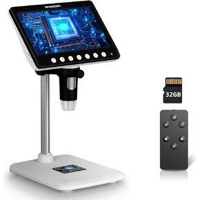 Digital Microscope for Adults Kids - 7'' HD IPS Coin Microscope for Error Coins with Screen | 1200X Soldering Microscopes with 8 LED Lights | 32GB SD Card USB for Windows/MacOS White