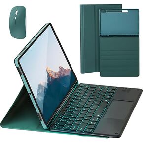 Keyboard Case for Samsung Galaxy Tab S Series 12.4 Inch, Detachable 7 Colors Backlit Keyboard, Smart Touchpad and Mouse, Cover with Pen Holder, Green