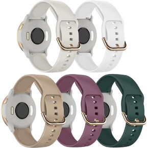 5 Pack Silicone Watch Bands for Garmin Venu 3S / Venu 2S /Vivoactive 4S / Vivomove 3S, Soft Sport 18mm Waterproof Replacement Wristband Strap for Garmin Forerunner 255s/265S