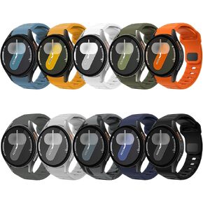 10 Pack Rugged No Gap Bands Compatible for Samsung Galaxy Watch 7 6 5 4 Band 40mm 44mm/Watch FE 40mm/Watch 6 Classic 43mm 47mm/Watch 5 Pro 45mm, Silicone Sport Strap for Men