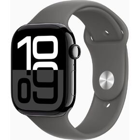 Apple Watch Series 10 [GPS, 42mm] - Jet Black Aluminum Case with Stone Gray Sport Band, S/M (Renewed)