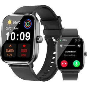 Smart Watch for Men and Women (Answer/Make Calls), 1.83" HD Screen with Heart Rate/Blood Pressure/Blood Oxygen/Sleep Monitor, 100+ Fitness Tracker (Black)