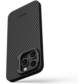 حقيبة ألياف الكربون الحماية في نهاية المطاف ، حالة ألياف الكربون لـ iPhone 15 Pro مع Kickstand - Black/Gray