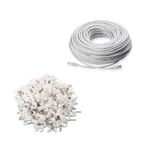 Cable Matters Snagless Long Cat6 Ethernet Cable (Cat6 Cable, Cat 6 Cable) in White 150 ft & Nail-in Cable Clips Cord Organizer