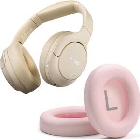 TOZO HT2 Hybrid Active Noise Cancelling Headphones, Wireless Over Ear Bluetooth Headphones Khaki+HT2 Replacement Ear Pads Pink