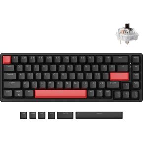 X6 Wired Mechanical Keyboard, QMK Programmable 65% Layout with Pre-Lubed Tactile Switch, North-Facing Red Backlit N-Key Rollover Compatible with Windows